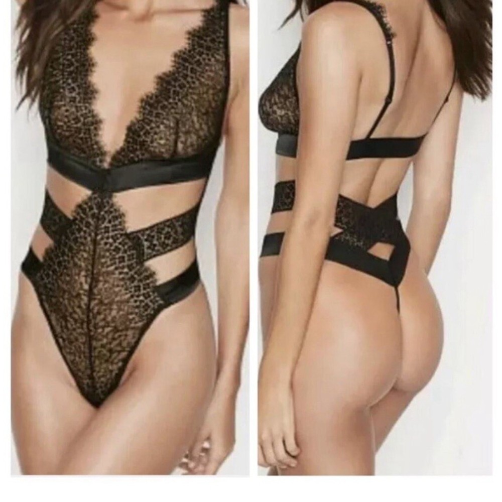 Victoria’s Secret Very Sexy Lingerie - Banded Plunge Teddy Black Sz XL NWOT